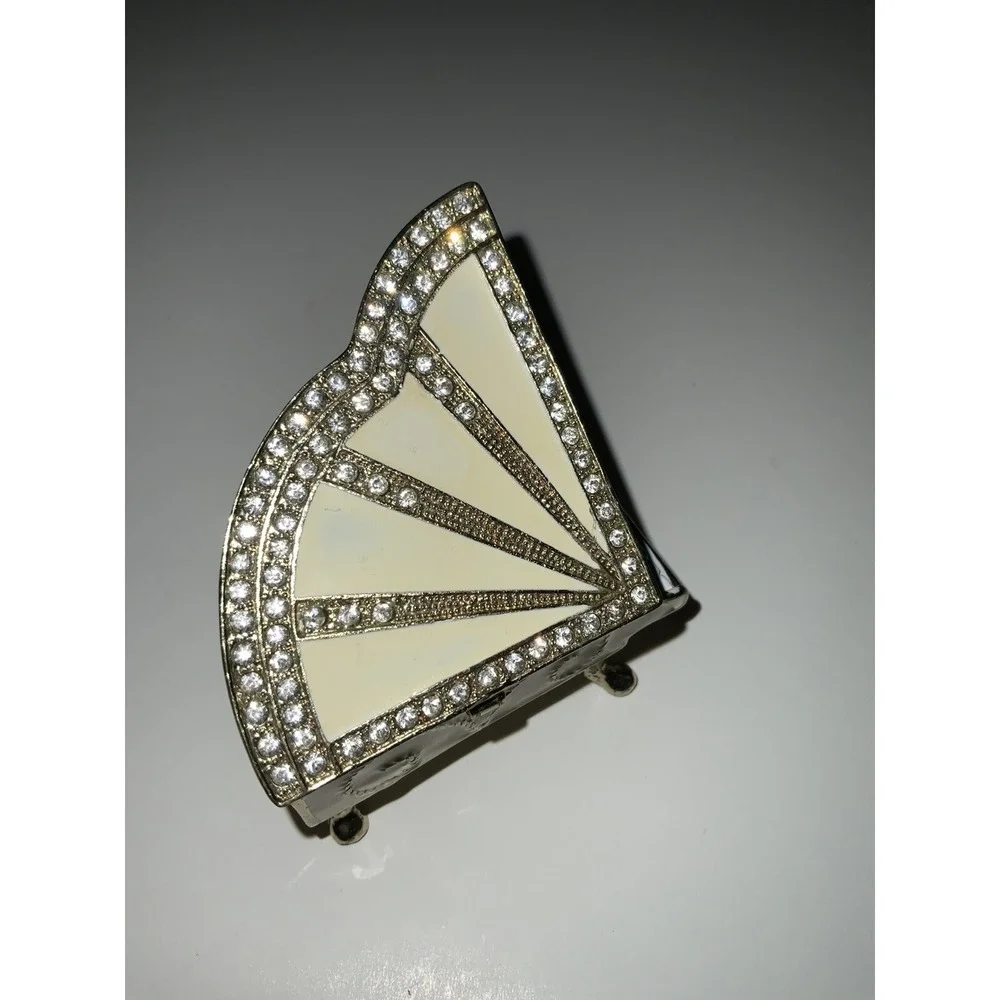 White Piano Jewelry‎ Trinket Box Bejeweled Grand Piano Swarovski Crystals Enamel